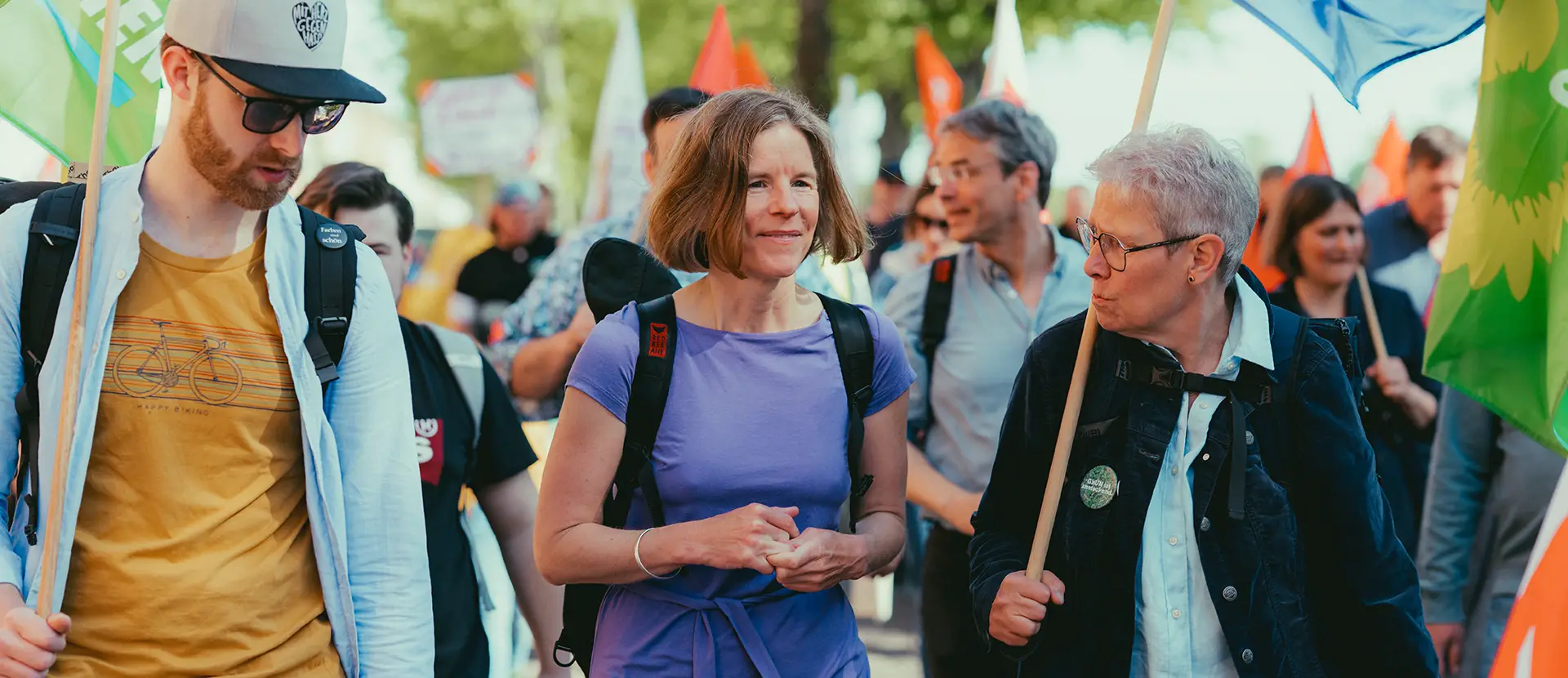 Constanze Oehlrich bei der Demonstration zum 1. Mai in Schwerin